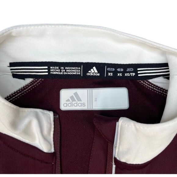 Adidas Women's Maroon White 1/4 Zip Long Sleeve Pullover Shirt Size XS - Picture 4 of 9